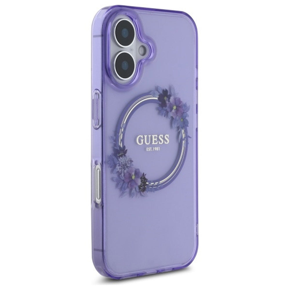 MagSafe cover til Apple iPhone 16, Guess, IML Flowers Wreath, Lilla