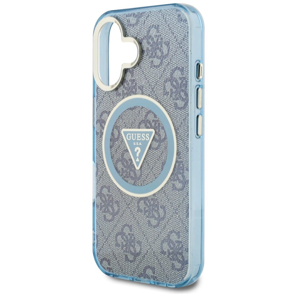 MagSafe cover til Apple iPhone 16, Guess, IML Glitter 4G Circle Triangle, Blå