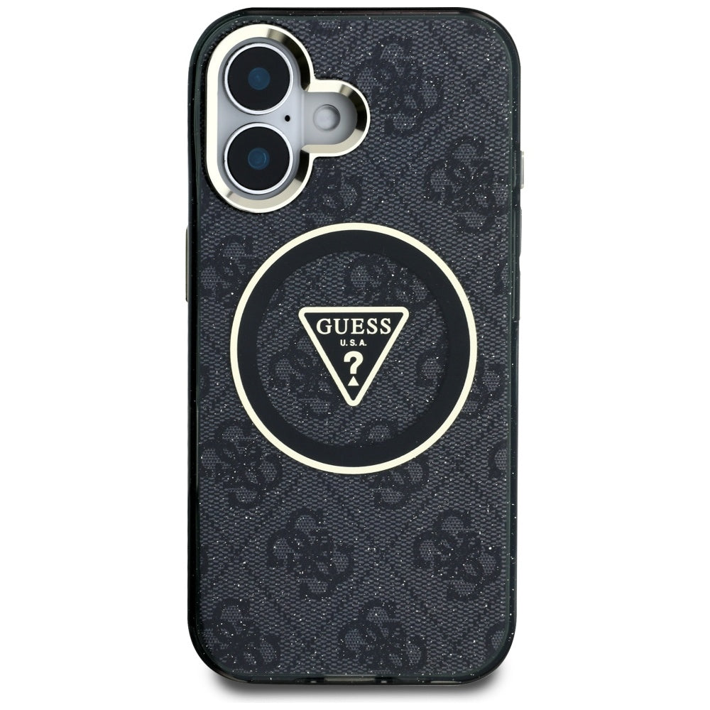 MagSafe cover til Apple iPhone 16, Guess, IML Glitter 4G Circle Triangle, Sort