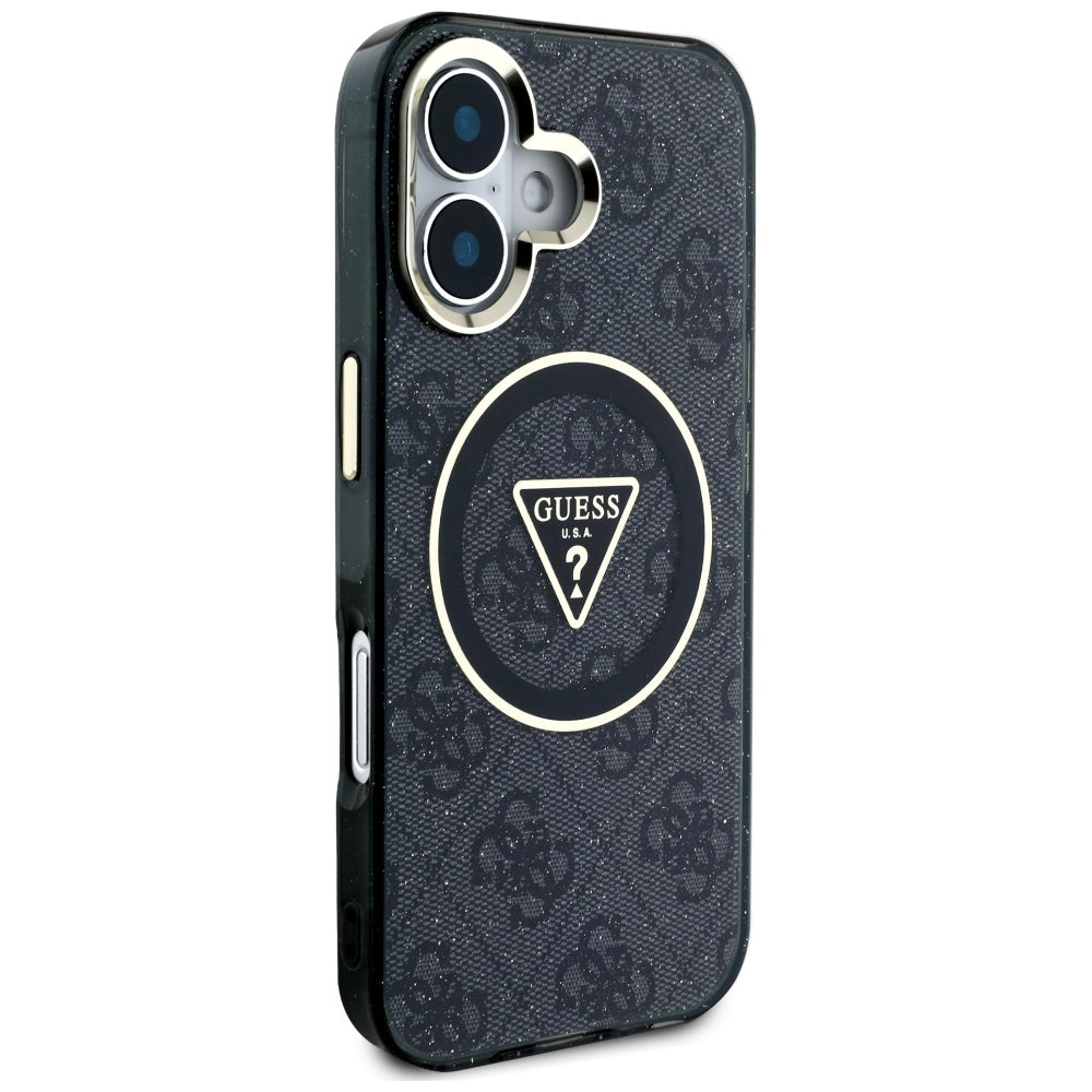 MagSafe cover til Apple iPhone 16, Guess, IML Glitter 4G Circle Triangle, Sort