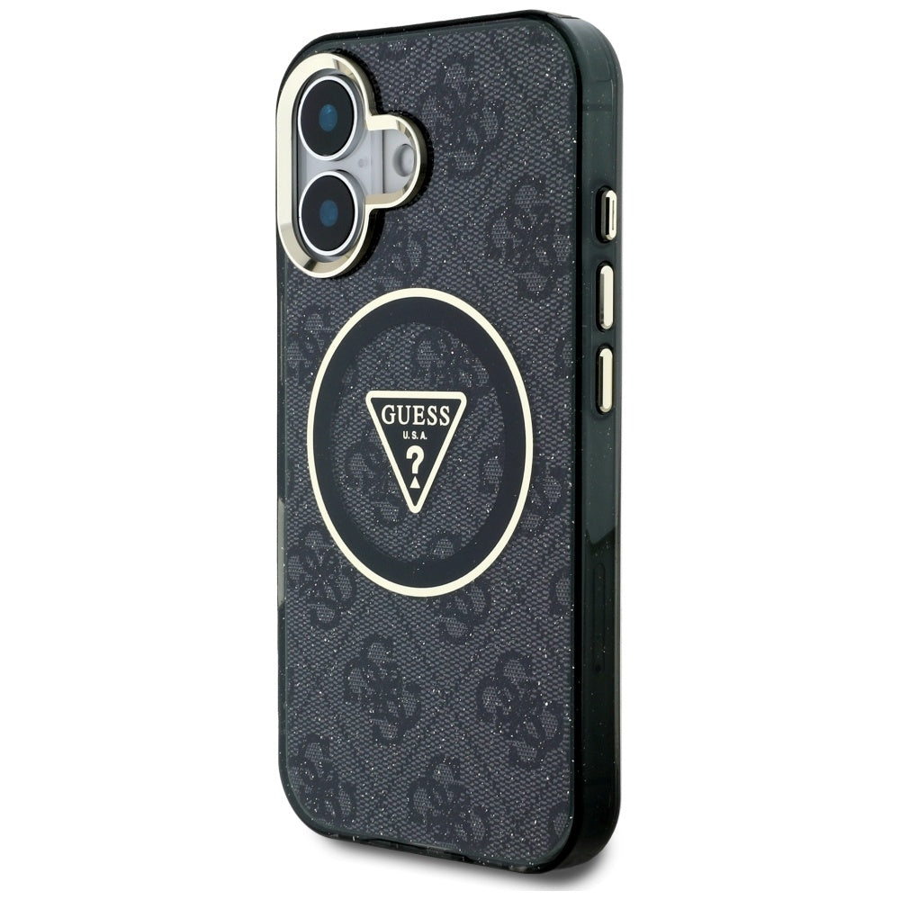 MagSafe cover til Apple iPhone 16, Guess, IML Glitter 4G Circle Triangle, Sort
