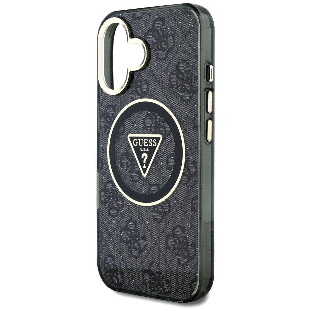 MagSafe cover til Apple iPhone 16, Guess, IML Glitter 4G Circle Triangle, Sort