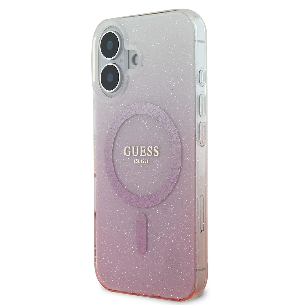 MagSafe cover til Apple iPhone 16, Guess, IML Glitter Gradient, Pink