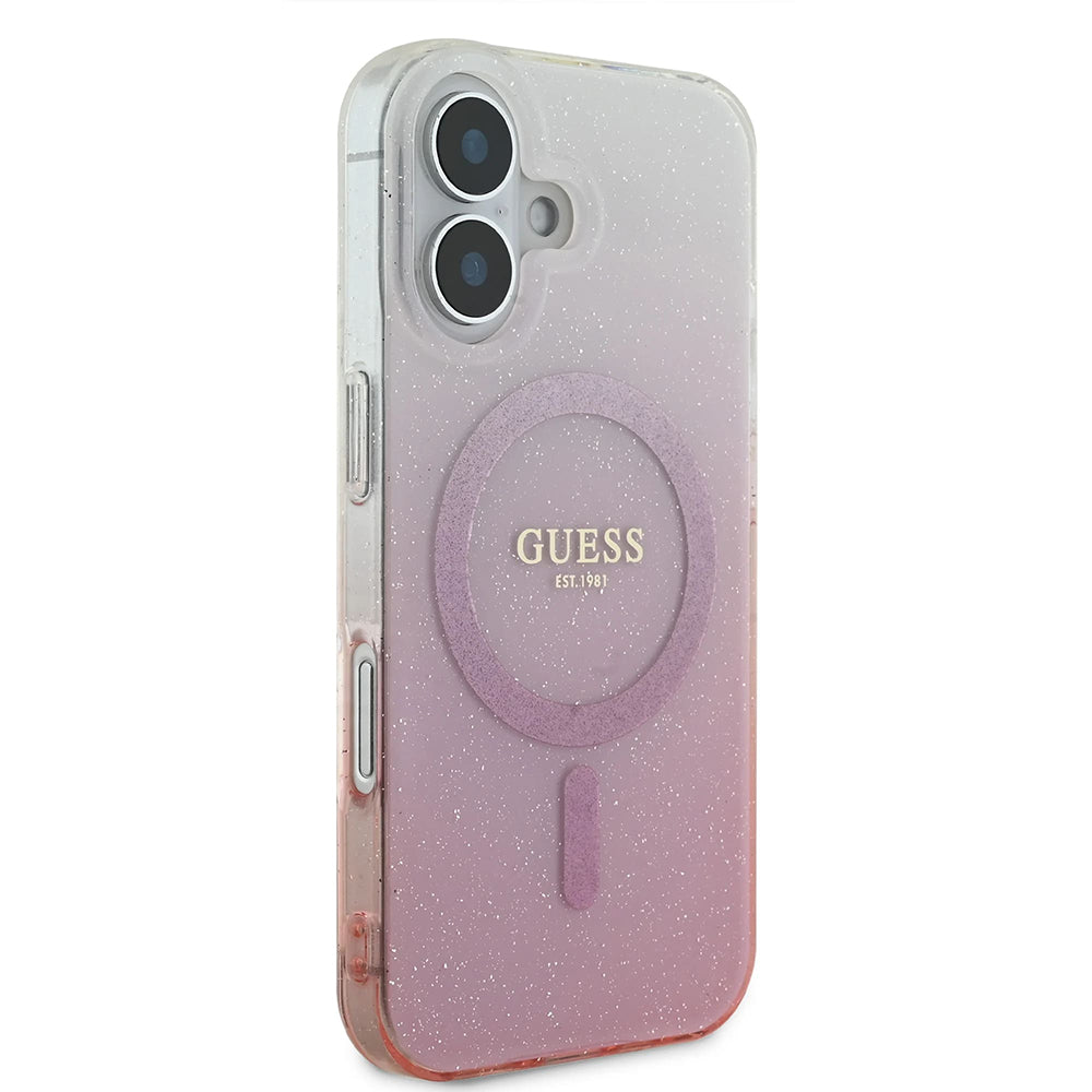 MagSafe cover til Apple iPhone 16, Guess, IML Glitter Gradient, Pink