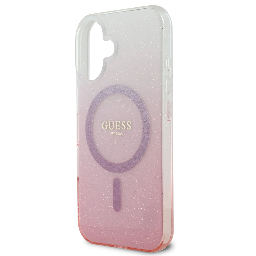 MagSafe cover til Apple iPhone 16, Guess, IML Glitter Gradient, Pink