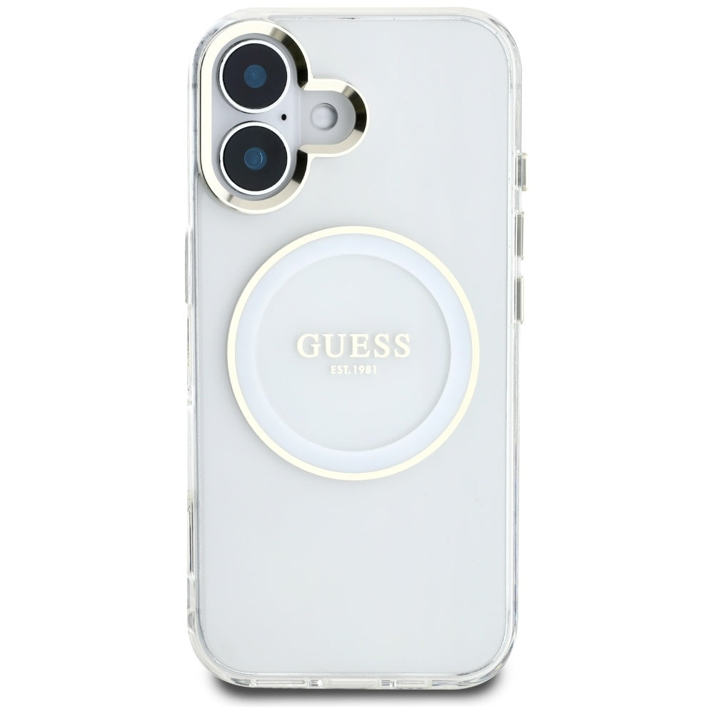 MagSafe cover til Apple iPhone 16, Guess, IML Metal Colored Circle, Hvid