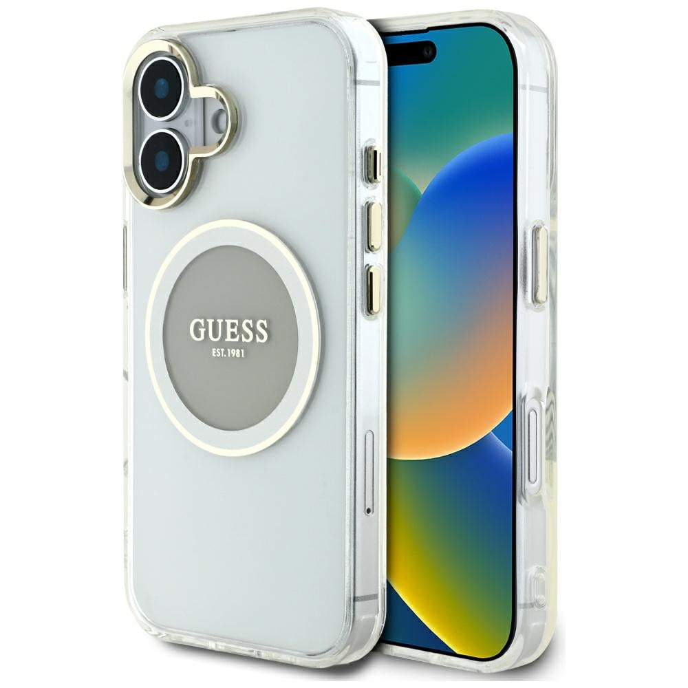 MagSafe cover til Apple iPhone 16, Guess, IML Metal Colored Circle, Grå