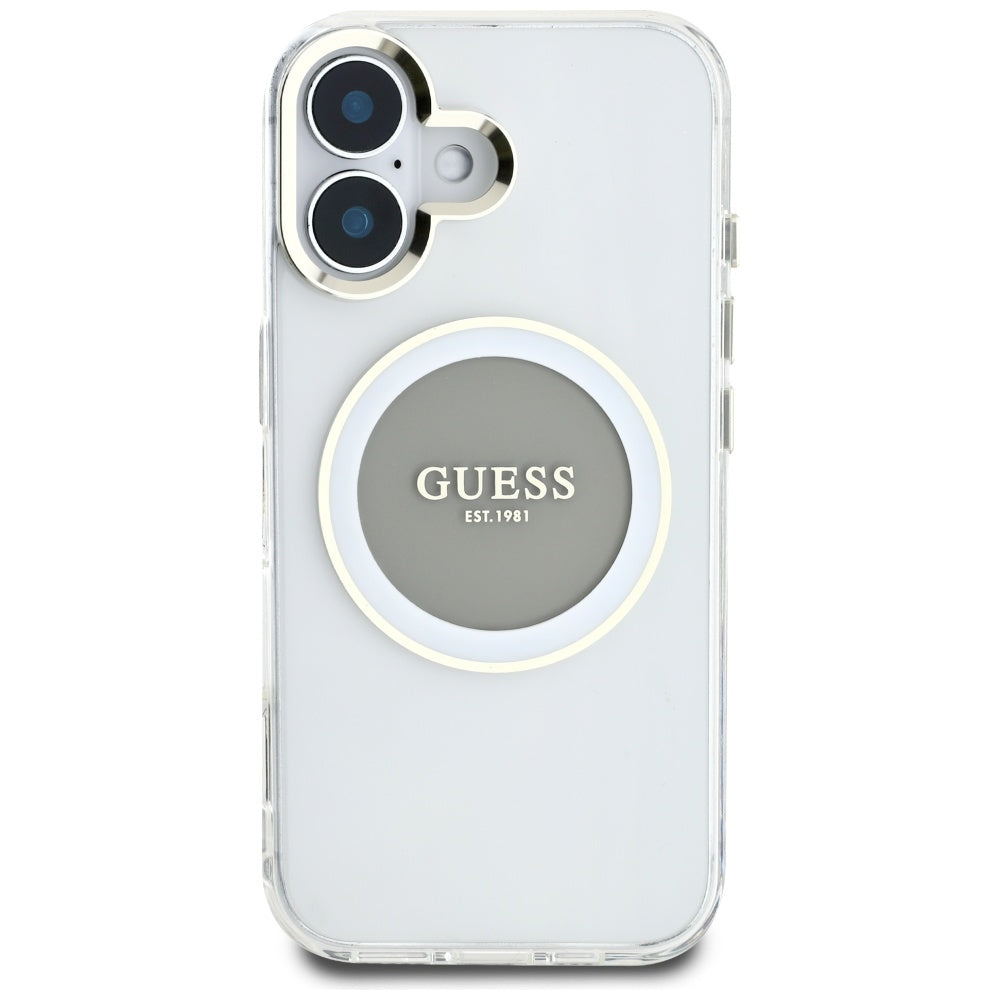 MagSafe cover til Apple iPhone 16, Guess, IML Metal Colored Circle, Grå
