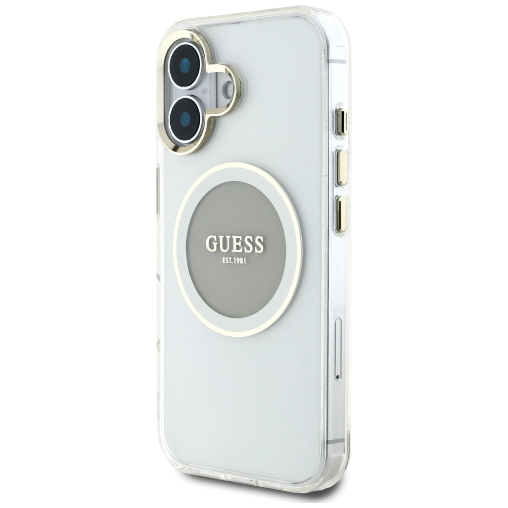 MagSafe cover til Apple iPhone 16, Guess, IML Metal Colored Circle, Grå