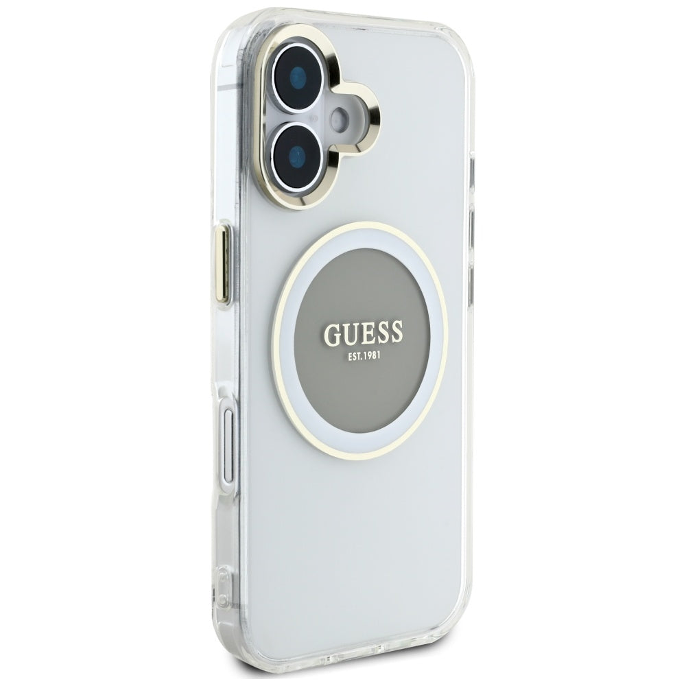 MagSafe cover til Apple iPhone 16, Guess, IML Metal Colored Circle, Grå