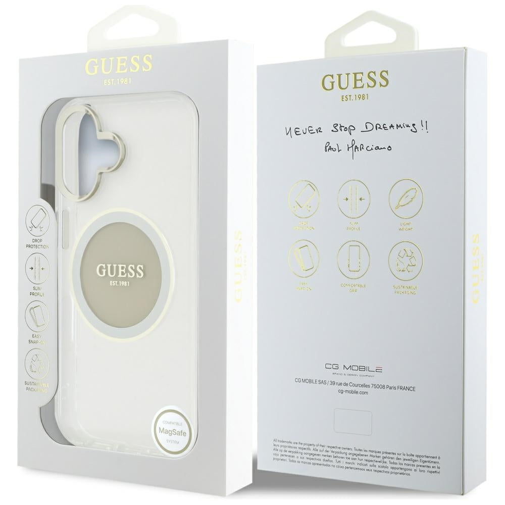 MagSafe cover til Apple iPhone 16, Guess, IML Metal Colored Circle, Grå