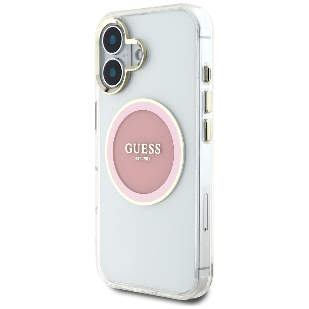 MagSafe cover til Apple iPhone 16, Guess, IML Metal Colored Circle, Pink
