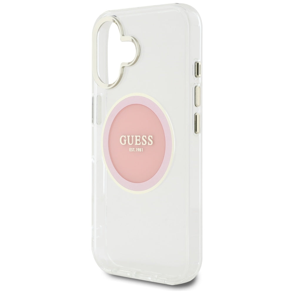 MagSafe cover til Apple iPhone 16, Guess, IML Metal Colored Circle, Pink