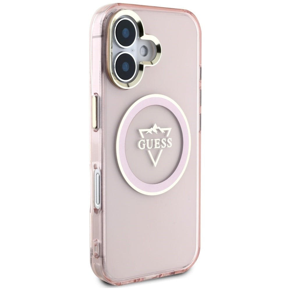 MagSafe cover til Apple iPhone 16, Guess, IML Metal Mountain Logo, Pink