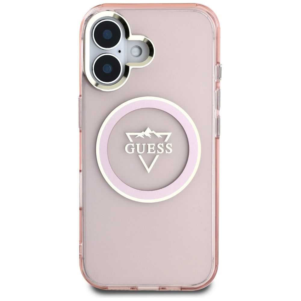 MagSafe cover til Apple iPhone 16, Guess, IML Metal Mountain Logo, Pink