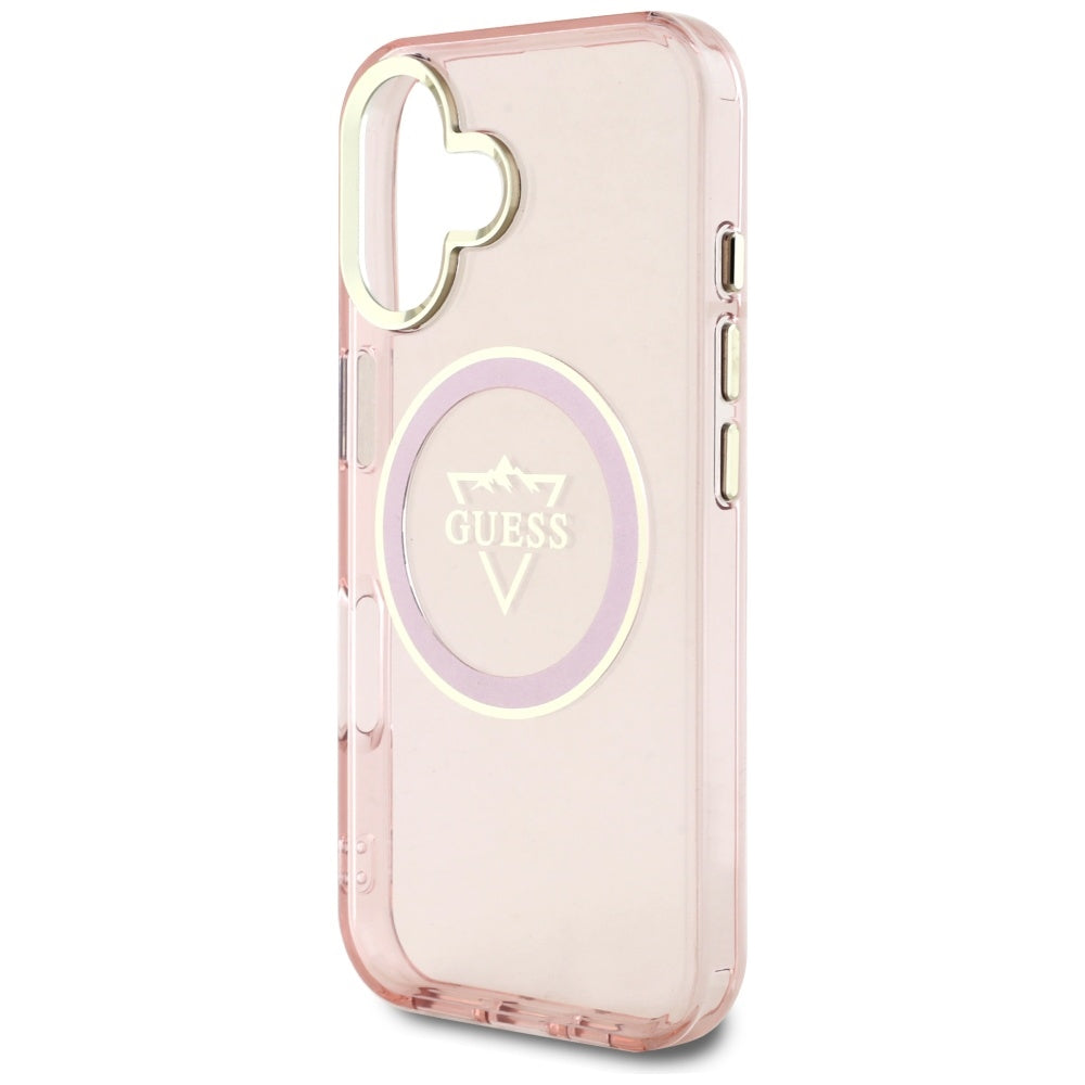 MagSafe cover til Apple iPhone 16, Guess, IML Metal Mountain Logo, Pink