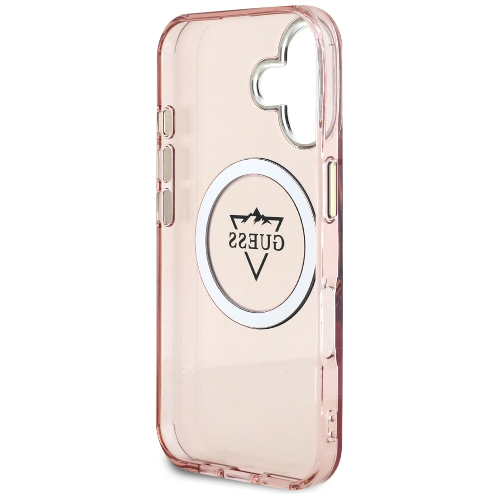 MagSafe cover til Apple iPhone 16, Guess, IML Metal Mountain Logo, Pink