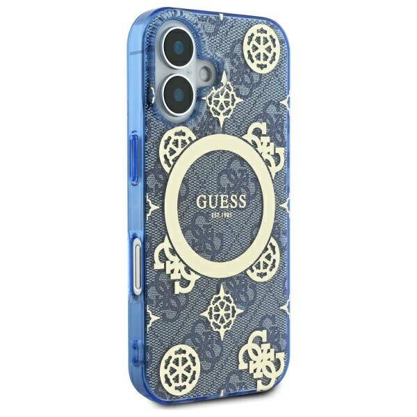 MagSafe cover til Apple iPhone 16, Guess, IML Peony On 4G Background, Blå