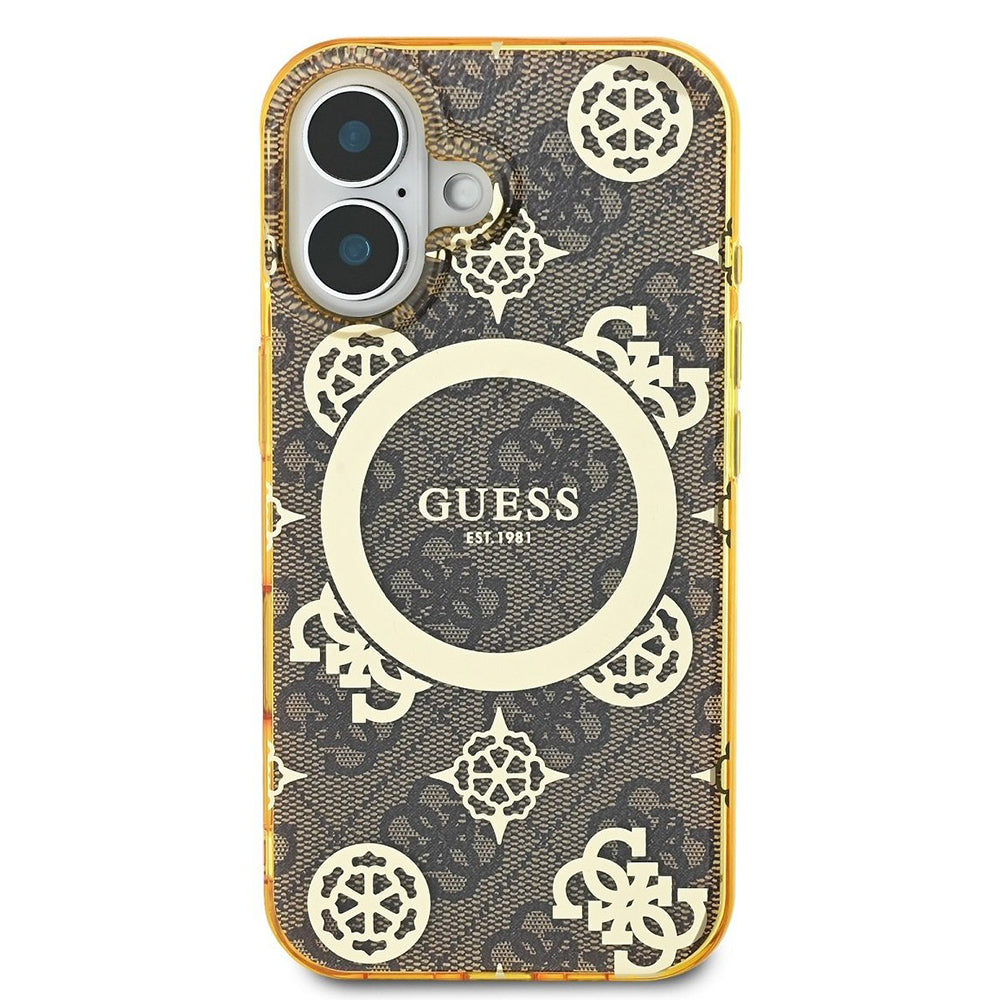 MagSafe cover til Apple iPhone 16, Guess, IML Peony On 4G Background, Brun