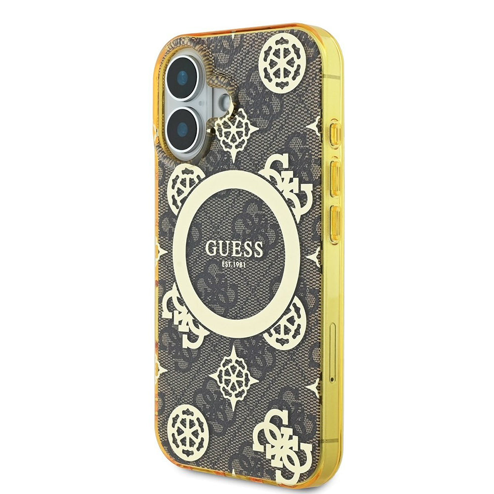 MagSafe cover til Apple iPhone 16, Guess, IML Peony On 4G Background, Brun