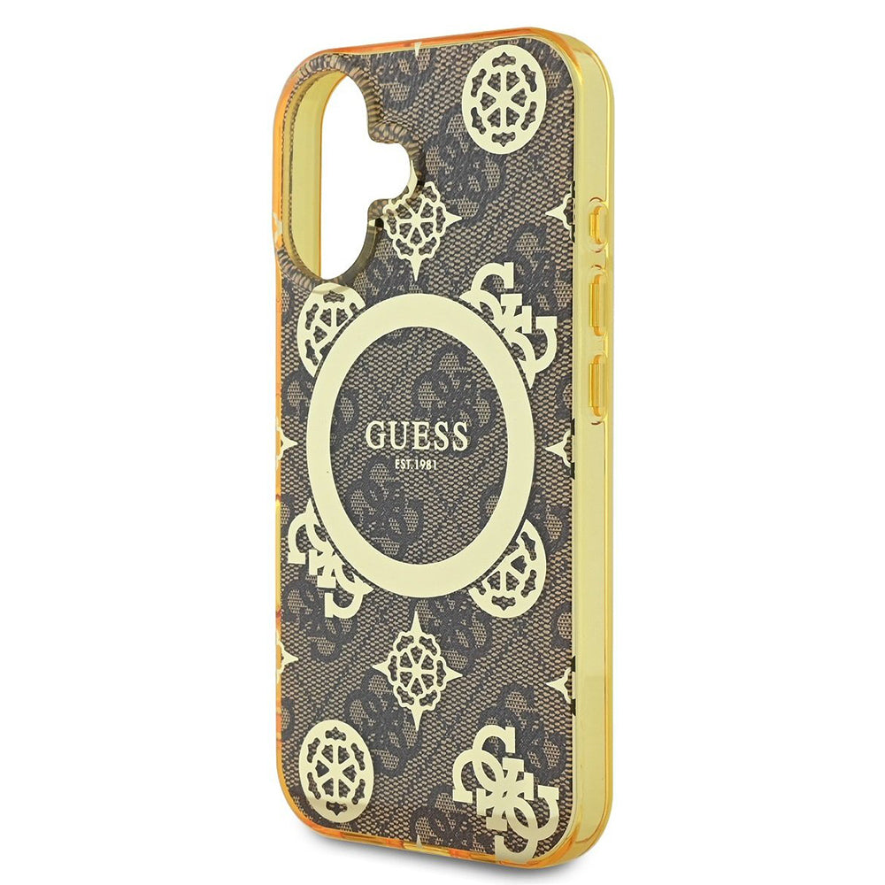 MagSafe cover til Apple iPhone 16, Guess, IML Peony On 4G Background, Brun