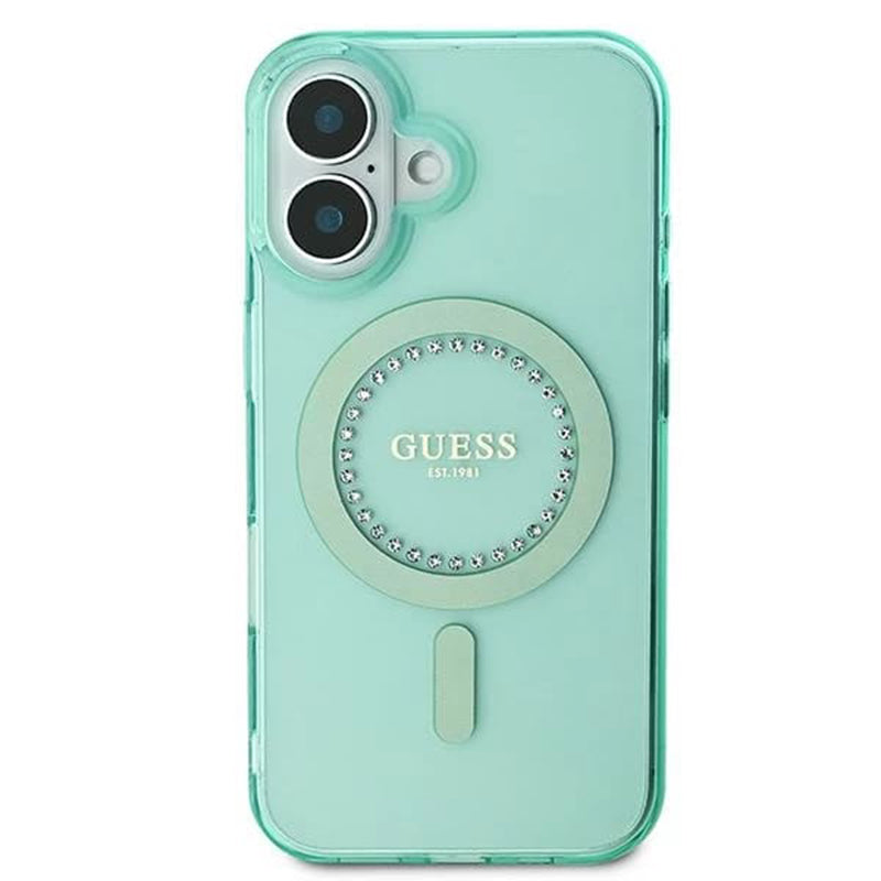 MagSafe cover til Apple iPhone 16, Guess, IML Rhinestone, Grøn