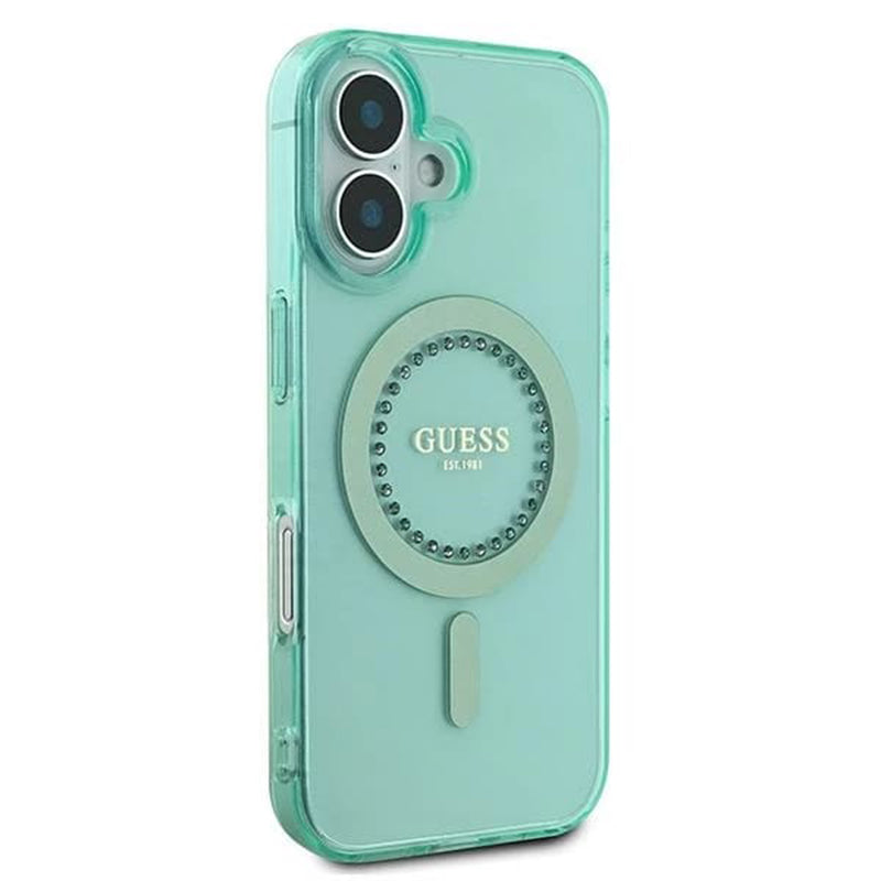 MagSafe cover til Apple iPhone 16, Guess, IML Rhinestone, Grøn