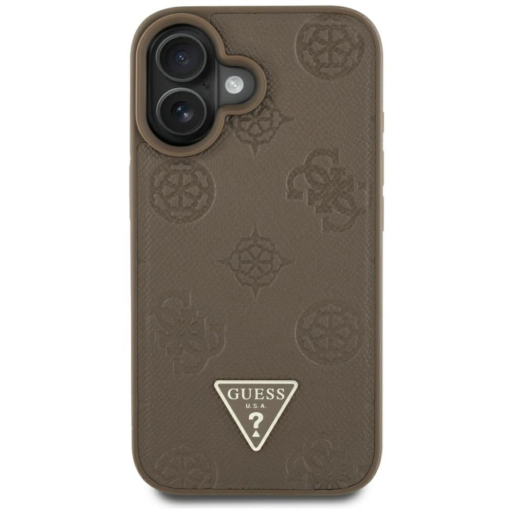 MagSafe cover til Apple iPhone 16, Guess, Peony Grained Hot Stamp Triangle, Brun