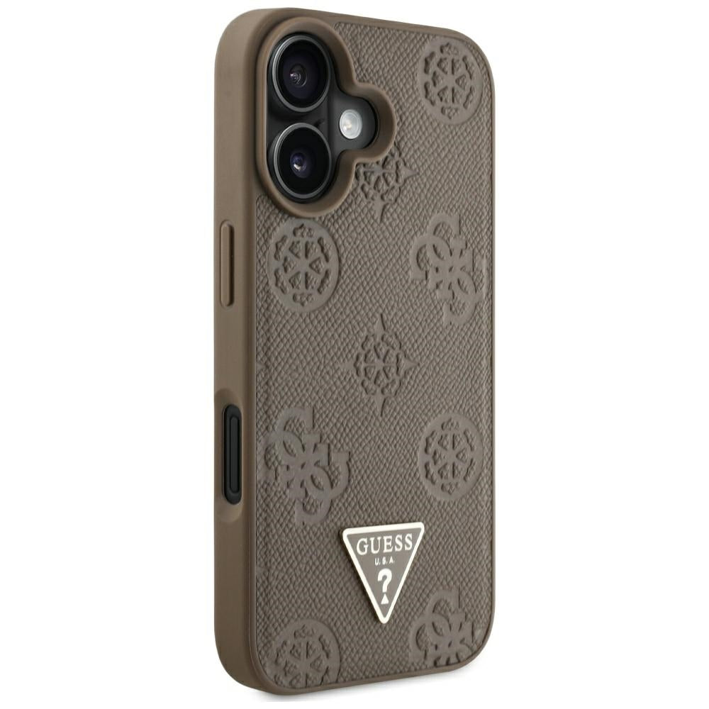 MagSafe cover til Apple iPhone 16, Guess, Peony Grained Hot Stamp Triangle, Brun
