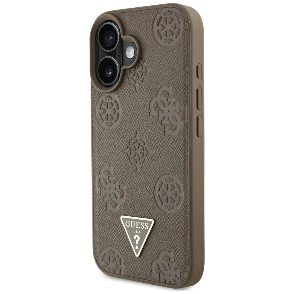MagSafe cover til Apple iPhone 16, Guess, Peony Grained Hot Stamp Triangle, Brun
