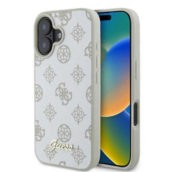 MagSafe cover til Apple iPhone 16, Guess, Peony Script, Hvid