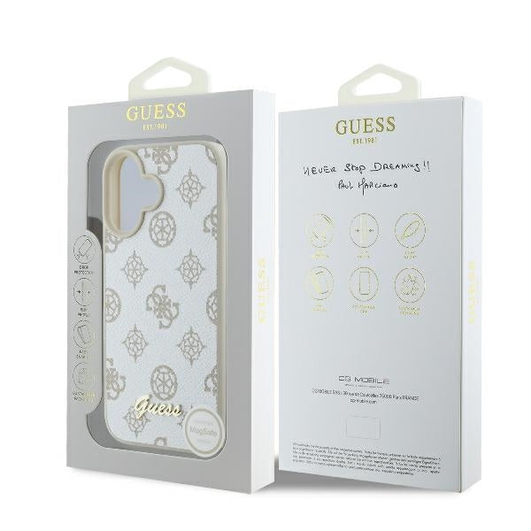 MagSafe cover til Apple iPhone 16, Guess, Peony Script, Hvid