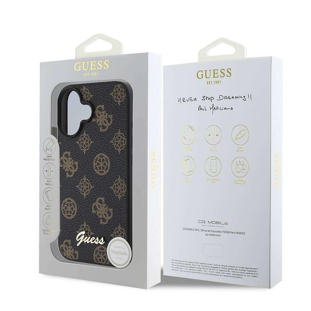 MagSafe cover til Apple iPhone 16, Guess, Peony Script, Sort