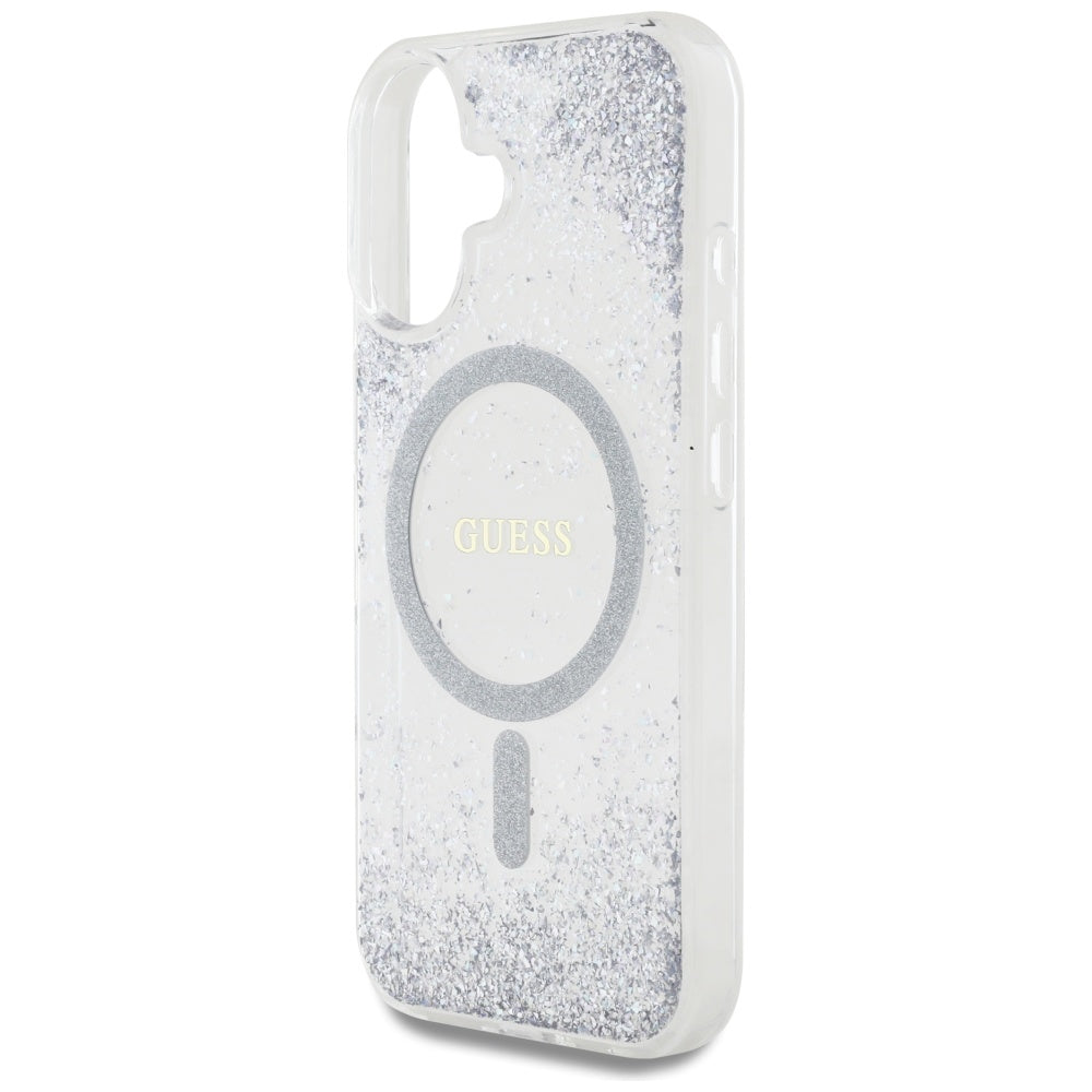 MagSafe cover til Apple iPhone 16, Guess, Resin Gradient Glitter, Sølvfarvet