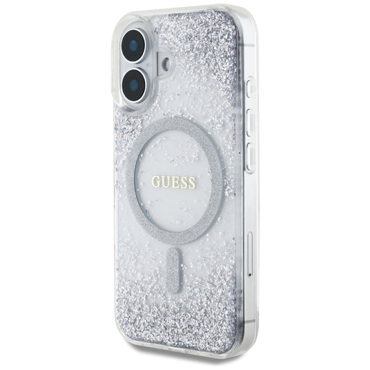 MagSafe cover til Apple iPhone 16, Guess, Resin Gradient Glitter, Sølvfarvet