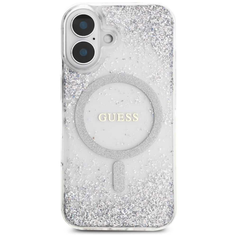 MagSafe cover til Apple iPhone 16, Guess, Resin Gradient Glitter, Sølvfarvet