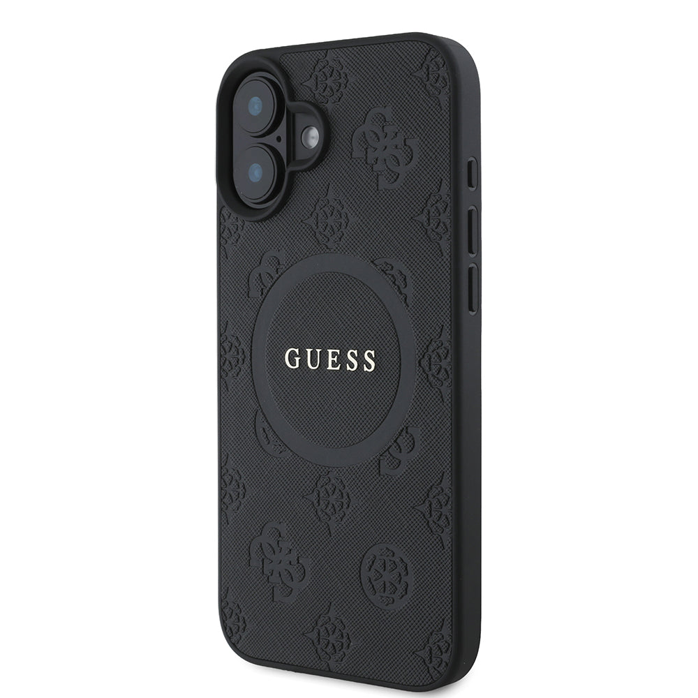 MagSafe cover til Apple iPhone 16, Guess, Saffiano Peony Classic Logo, Sort