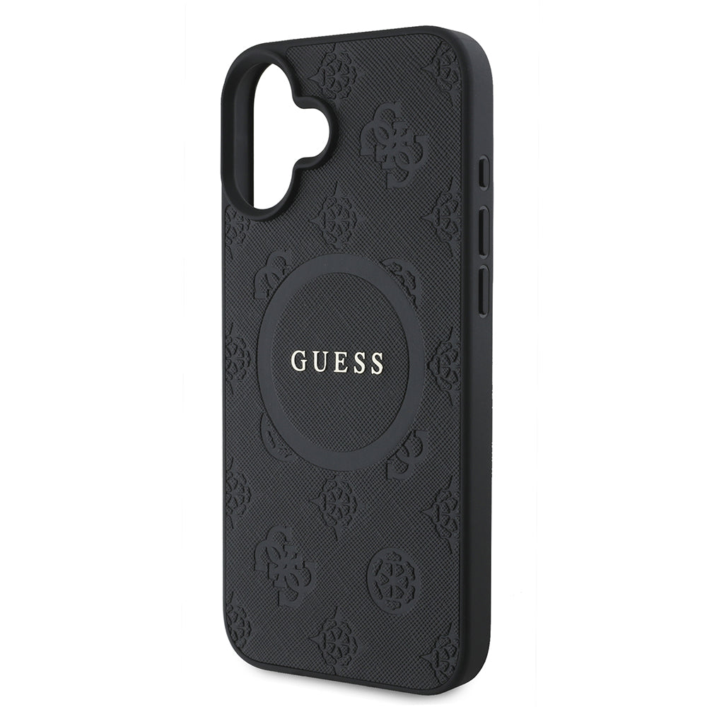MagSafe cover til Apple iPhone 16, Guess, Saffiano Peony Classic Logo, Sort