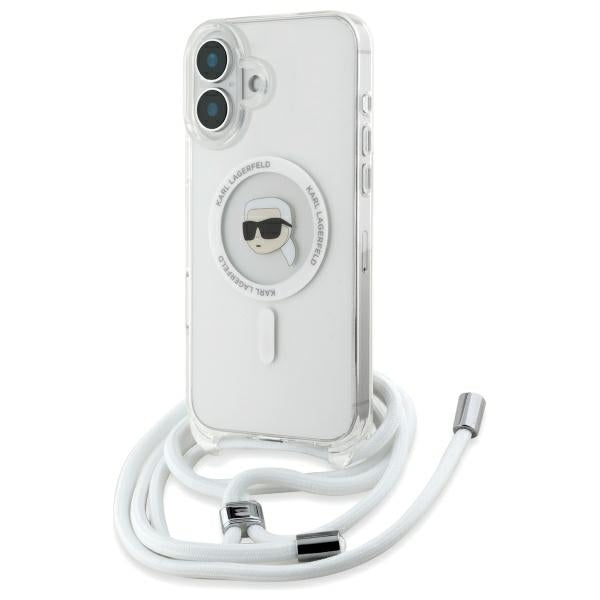MagSafe cover til Apple iPhone 16, Karl Lagerfeld, IML Crossbody Karl's Head, Transparent