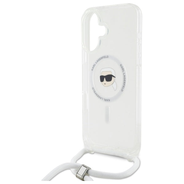 MagSafe cover til Apple iPhone 16, Karl Lagerfeld, IML Crossbody Karl's Head, Transparent