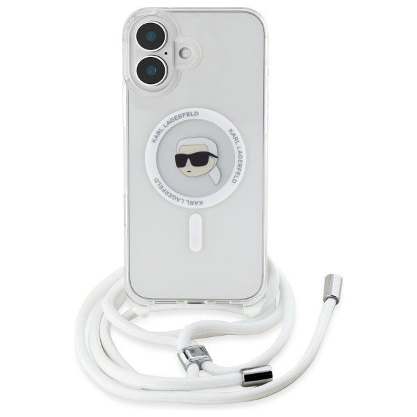 MagSafe cover til Apple iPhone 16, Karl Lagerfeld, IML Crossbody Karl's Head, Transparent