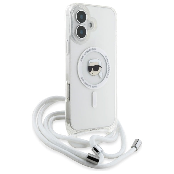 MagSafe cover til Apple iPhone 16, Karl Lagerfeld, IML Crossbody Karl's Head, Transparent