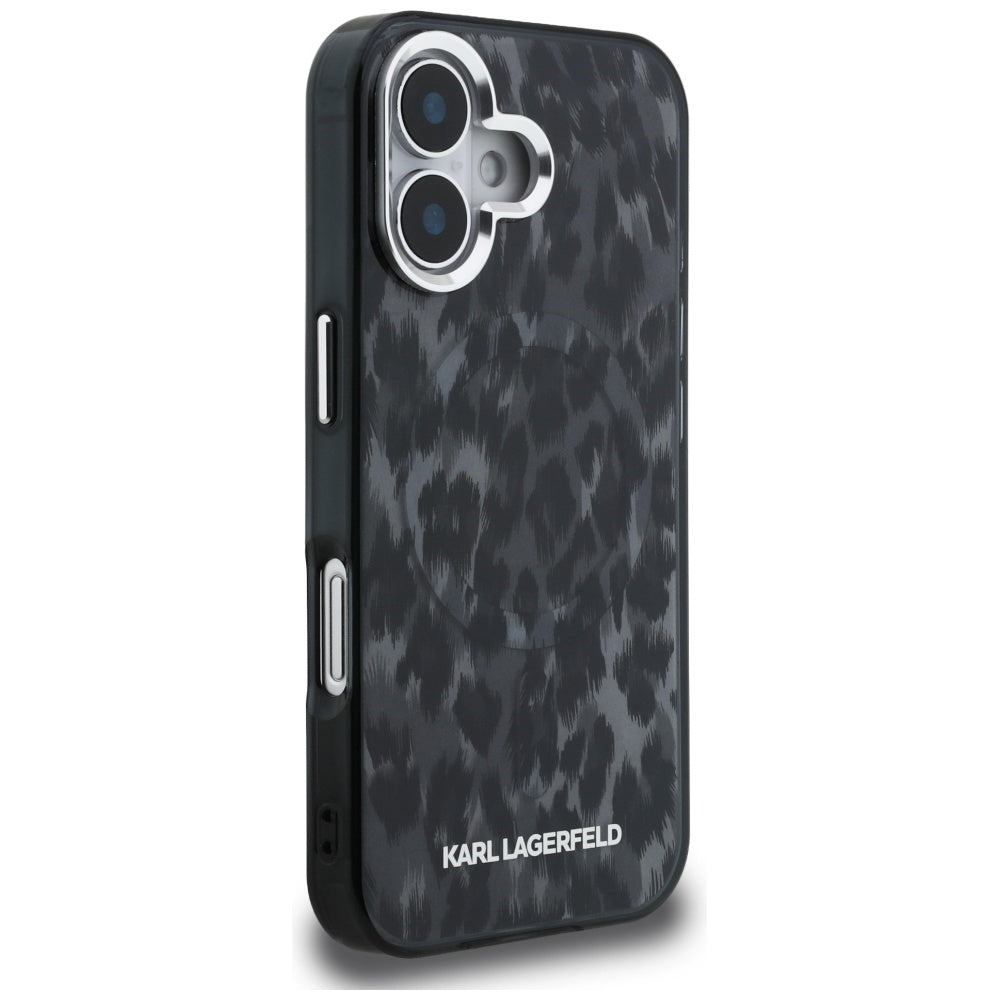 MagSafe cover til Apple iPhone 16, Karl Lagerfeld, IML Leopard Mønster, Sort