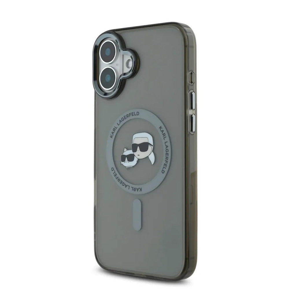 MagSafe cover til Apple iPhone 16, Karl Lagerfeld, IML Metal Karl & Choupette's Heads, Sort