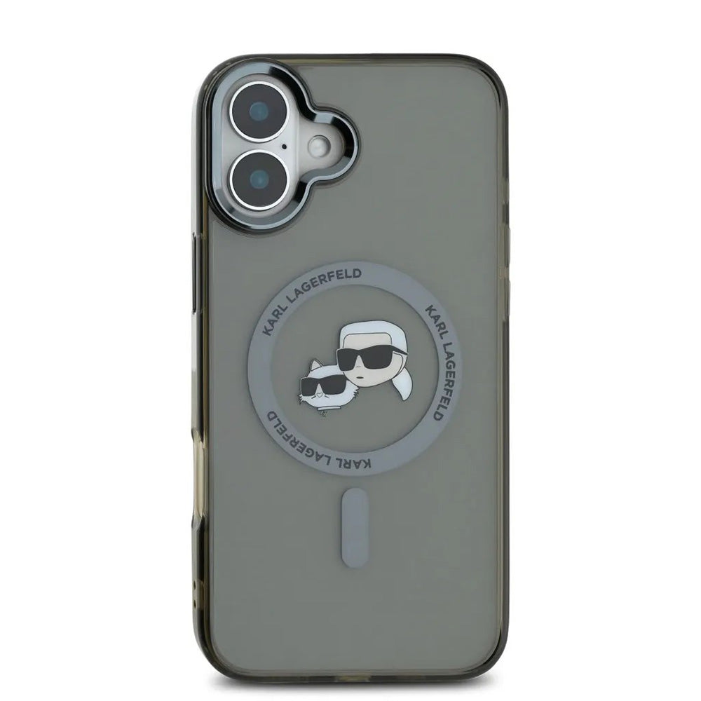 MagSafe cover til Apple iPhone 16, Karl Lagerfeld, IML Metal Karl & Choupette's Heads, Sort