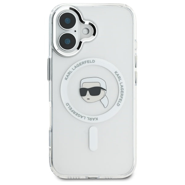 MagSafe cover til Apple iPhone 16, Karl Lagerfeld, IML Metal Karl's Head, Hvid