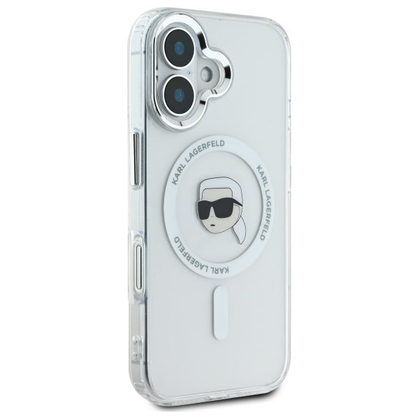 MagSafe cover til Apple iPhone 16, Karl Lagerfeld, IML Metal Karl's Head, Hvid
