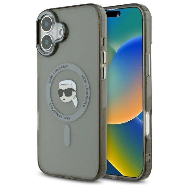 MagSafe cover til Apple iPhone 16, Karl Lagerfeld, IML Metal Karl's Head, Sort