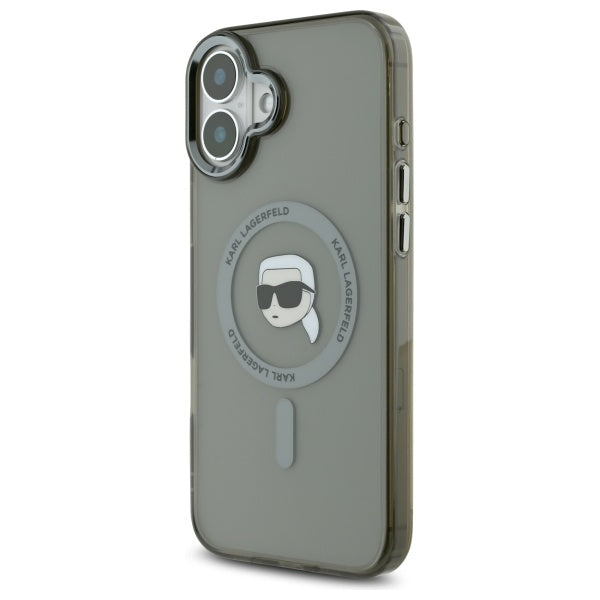 MagSafe cover til Apple iPhone 16, Karl Lagerfeld, IML Metal Karl's Head, Sort
