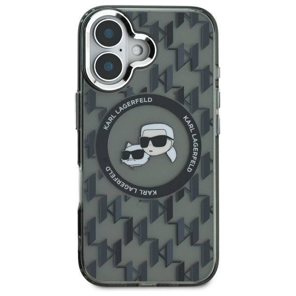 MagSafe cover til Apple iPhone 16, Karl Lagerfeld, IML Monogram Karl & Choupette's Heads, Sort